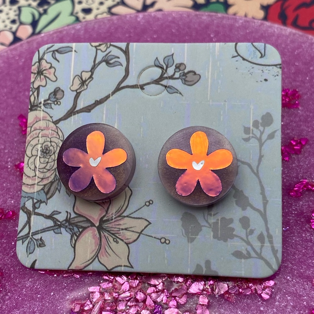 3 for $12 - Handmade Resin Flower Earrings